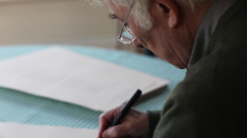 Seamus Heaney photographed at his home in Sandymountin Dublin. Photograph: Bryan O’Brien/The Irish Times