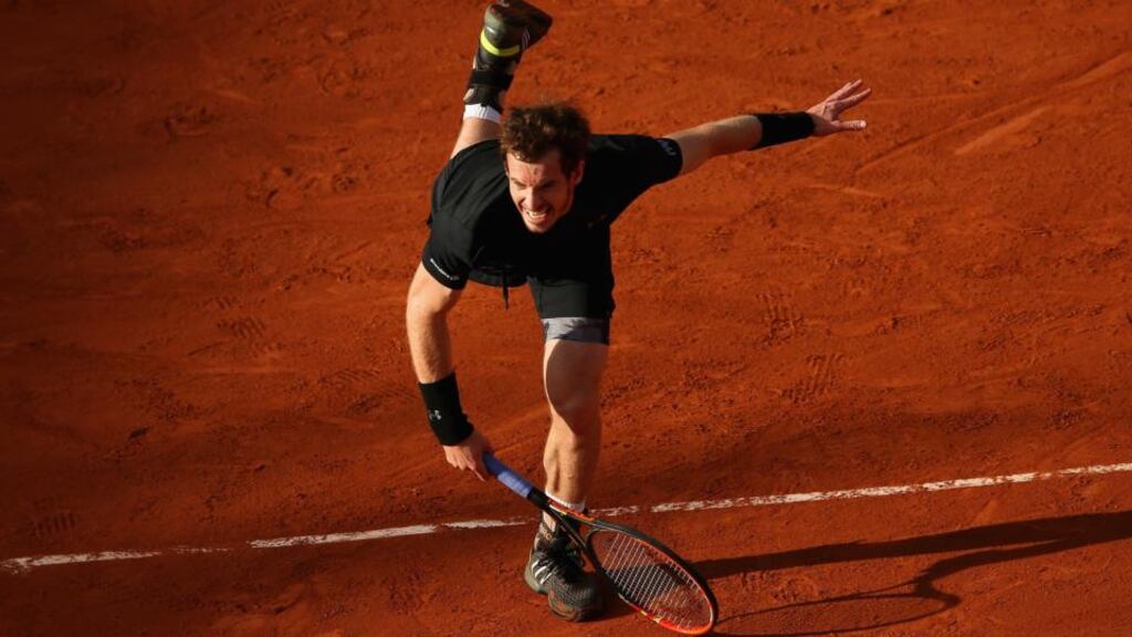 Andy Murray in action against Facundo Arguello of Argentina on day two of the 2015 French Open at Roland Garros. Photograph: Clive Mason/Getty Images