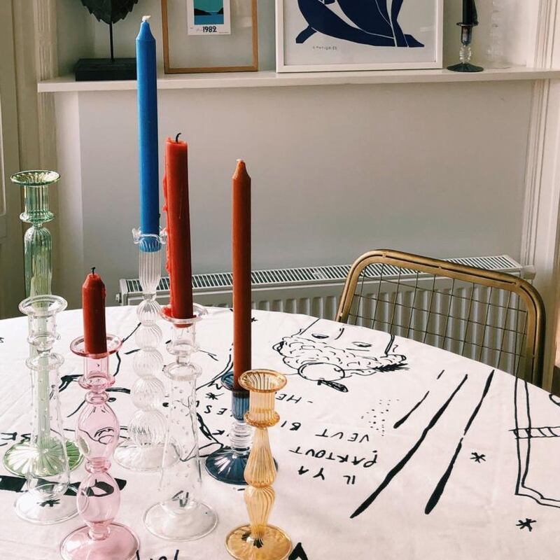 Glass Anna & Nina candlesticks range in size from 11cm to 29cm and in price from €4.95 to €34.95 at Avoca