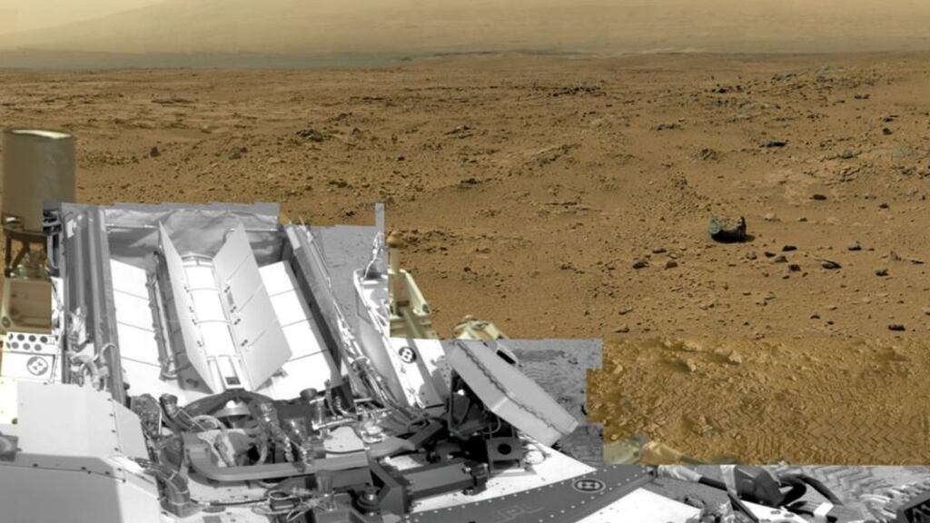 Nasa has reported that its Mars rover, Curiosity, which has been trundling across the red planet for a little over a year, has deflated hopes that life could be thriving on Mars. Photograph: Nasa via The New York Times