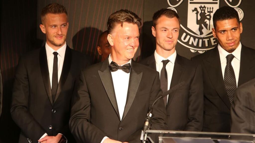 Louis van Gaal stole the show with his speech at the Manchester United Player of the Year Awards. Photo: Matthew Peters/Getty Images