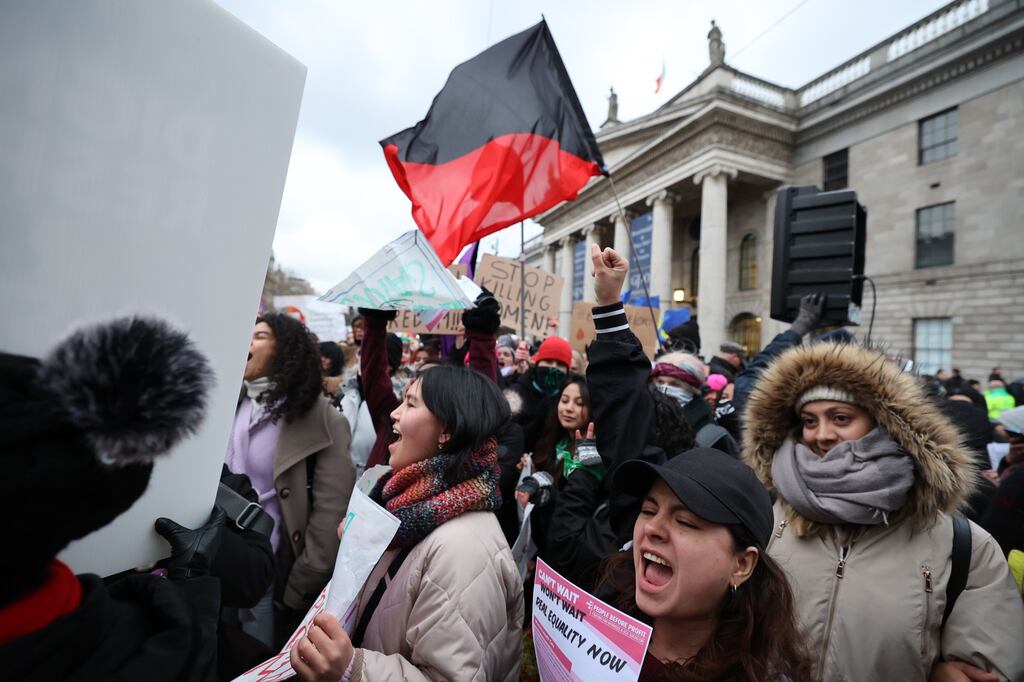 An International Women's Day March was held in Dublin city centre on Wednesday evening, beginning at the Spire on O’Connell Street and ending outside the Dáil on Kildare Street. Photograph Nick Bradshaw