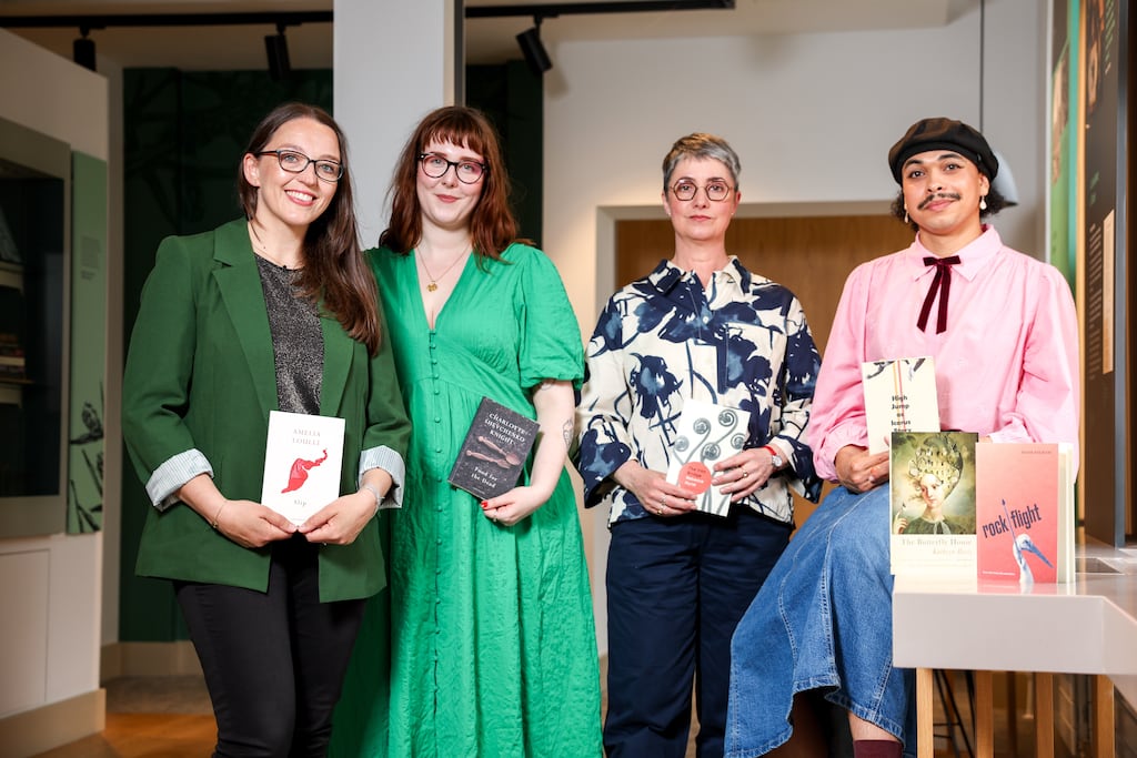 Amelia Loulli, left, Charlotte Shevchenko Knight, Rebecca Hurst, and Gustav Parker Hibbett.