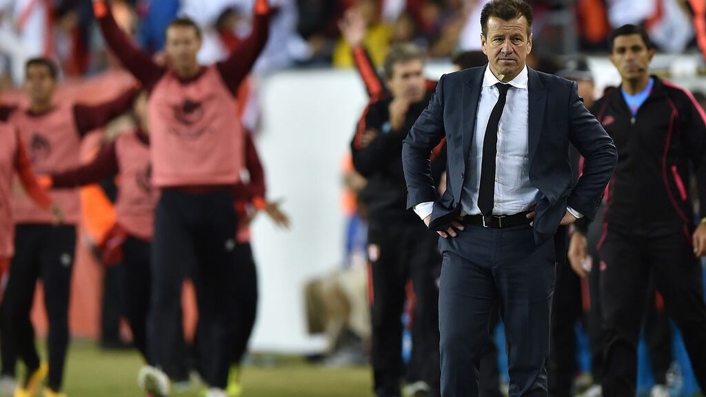 Brazil coach Dunga is pictured after the defeat to Peru at the Copa America Centenario at Foxboro, Massachusetts on Sunday. The former Brazilian captain was sacked on Tuesday. Photograph: Hector Retamal/AFP/Getty Images