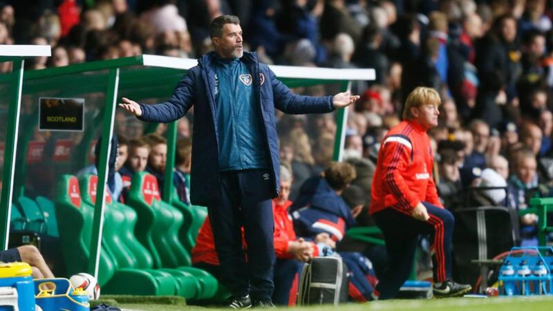 Republic of Ireland Assistant Manager Roy Keane attracted the attention of the referee during the Uefa Euro 2016 qualifier against Scotland at Celtic Park.