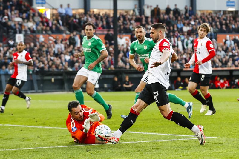 Luka Ivanusec of Feyenoord goes for goal. Photograph: Bart Stoutjesdijk/ANP/AFP via Getty