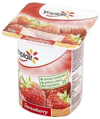 Yoplait’s strawberry yoghurt has 15.5g of sugar in a 125g pot