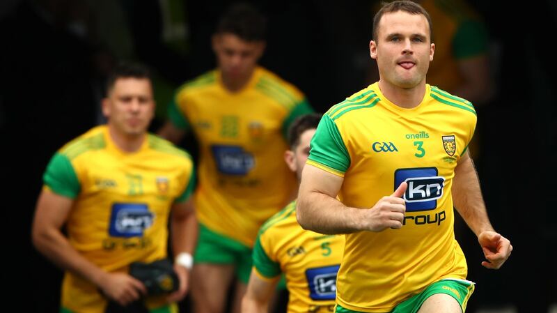 Neil McGee: showed all his experience despite the early yellow card he picked up against Cavan in the Ulster final. Photograph: James Crombie/Inpho
