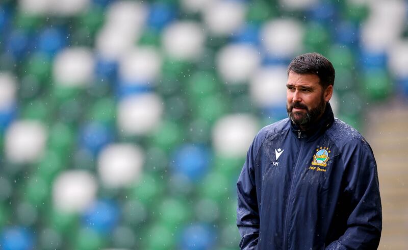 Linfield manager David Healy at squad training in Windsor Park, Belfast on Wednesday. Photograph: Ryan Byrne/Inpho