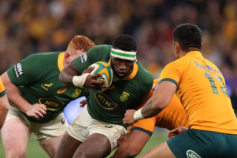 South Africa captain Siya Kolisi in action against Australia in the Rugby Championship match at Allianz Stadium in Sydney. Photograph: Mark Kolbe/Getty Images