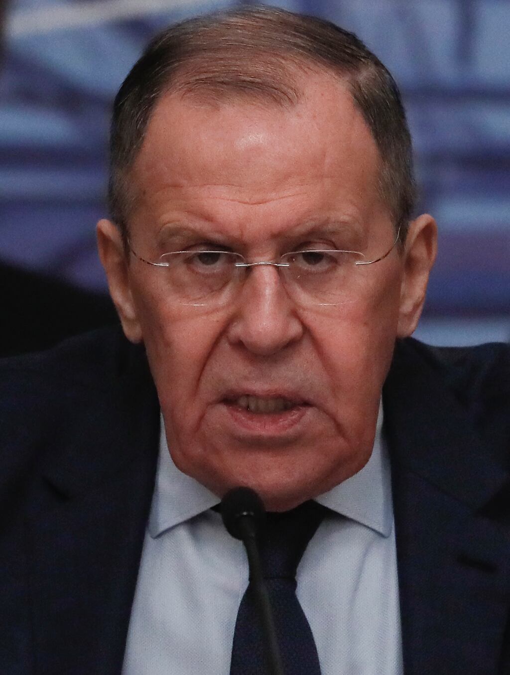 Russian foreign minister Sergey Lavrov: 'I don’t believe that Hizbullah has the interest to escalate.' Photograph: Maxim Shipenkov/pool/AFP