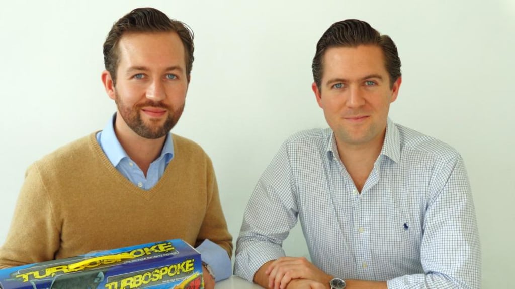 Andrew and Tom Maxwell of Tomax, which produces Turbospoke, a toy exhaust pipe for children’s bikes