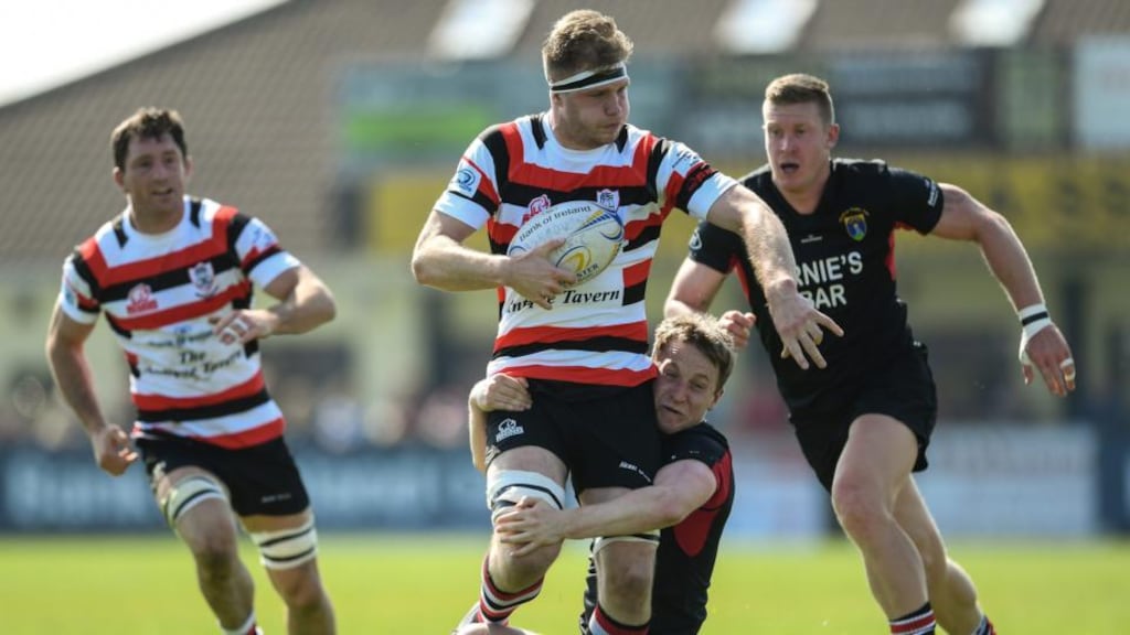 Timmy Morrissey is tackled by Wicklow’s Niall Earls in the Towns Cup final. Photograph: Stephen McCarthy/Sportsfile
