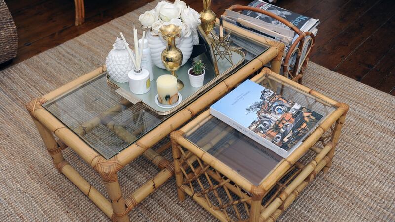 Bamboo tables in the living room on Curzon Street. Photograph: Aidan Crawley