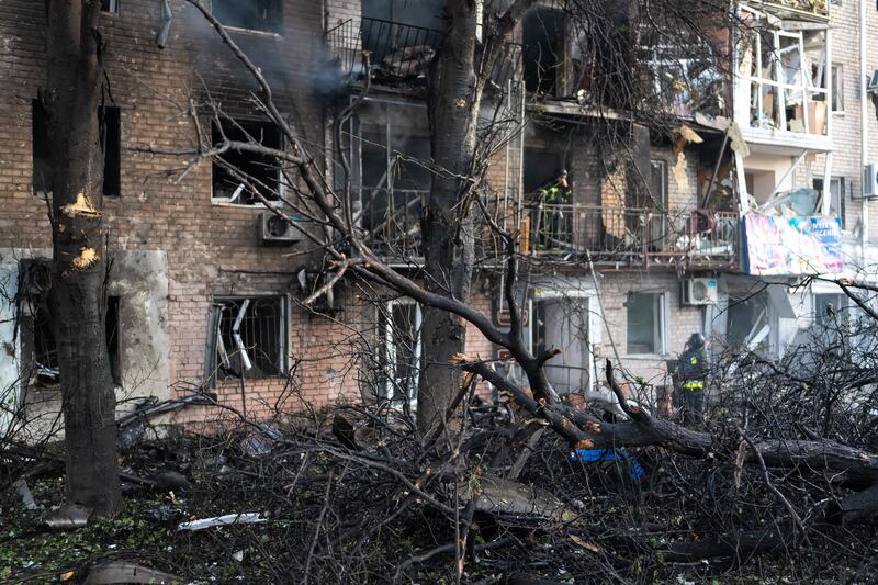 Damage caused to a residential area by a night-time Russian attack in Zaporizhzhia, Ukraine, last month. Photograph: Zaporizhzhia Regional Military Adm/Anadolu/Getty