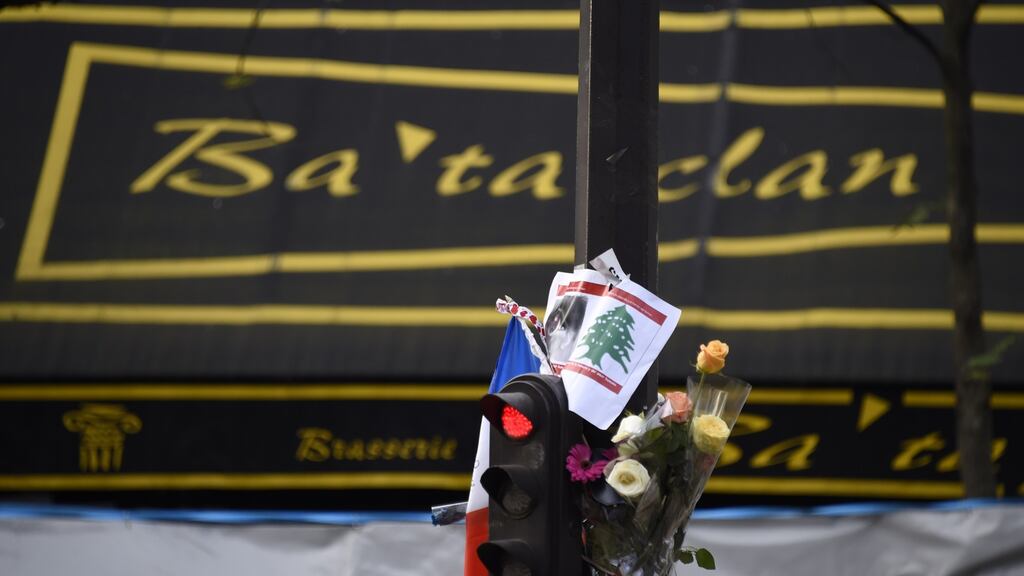 Flowers laid outside the Bataclan theatre in Paris. Photograph: Dominique Faget/AFP/Getty Images