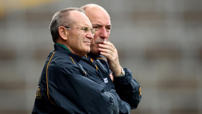 Jim Nelson, RIP, in 2012 during his second stint over the Antrim hurlers. Photograph: James Crombie/Inpho