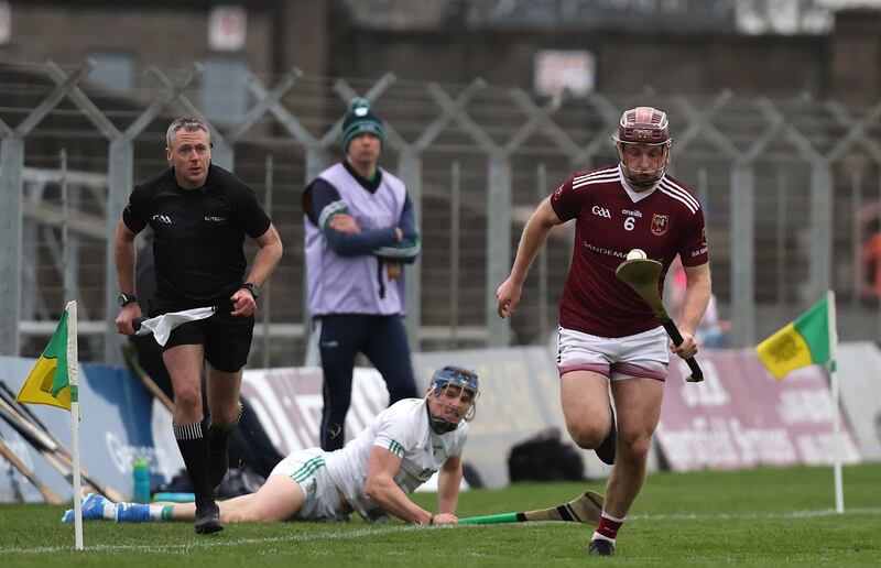 Cushendall's Eoghan Campbell in action against O'Loughlin Gaels during the All-Ireland semi-final at Páirc Tailteann, Navan. Photograph: Bryan Keane/Inpho