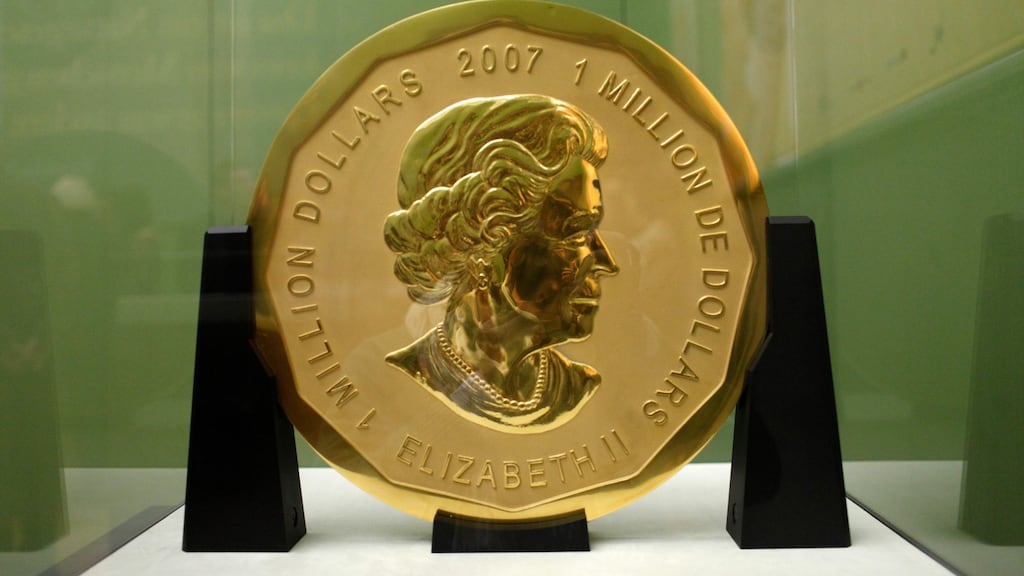A file photograph, taken in December 2010, of the 100kg gold coin worth €3.7 million stolen from a Berlin museum in March 2017. Photograph: Marcel Mettelsiefen/AFP/Getty Images