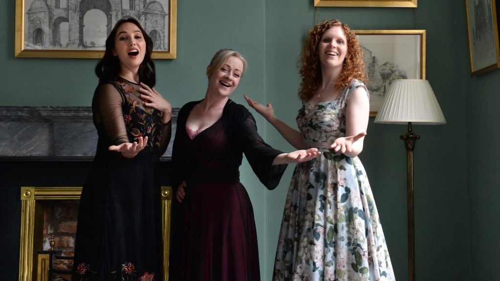 Amy Ní Fhearraigh, Raphaela Mangan and Sarah Power, rehearsing before the launch of Irish National Opera’s new season. Photograph: Dara Mac Dónaill