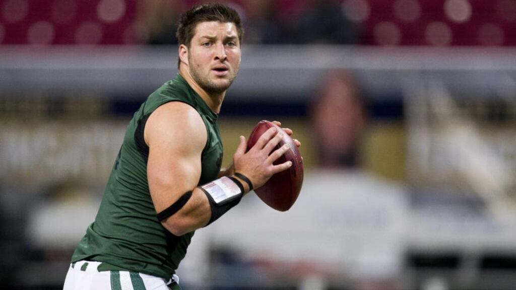 Quarterback Tim Tebow has been let go by the New York Jets. Photograph: David Welker/Getty Images