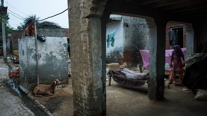 The scene of the crime: A shower stall in Peepli Khera, India, where a villager named Geeta was beaten to death by her husband. Photograph: Andrea Bruce/New York Times
