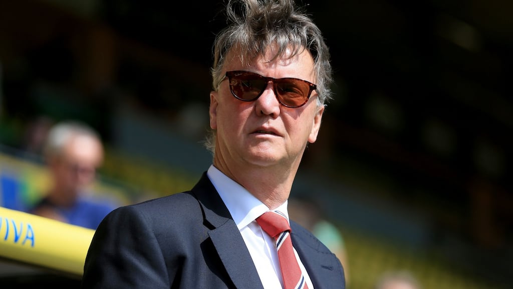 Manchester United manager Louis van Gaal will preside over a final day in which United must win to have a chance of pipping Manchester City to fourth in the Premier League. Photo: Adam Davy/PA Wire