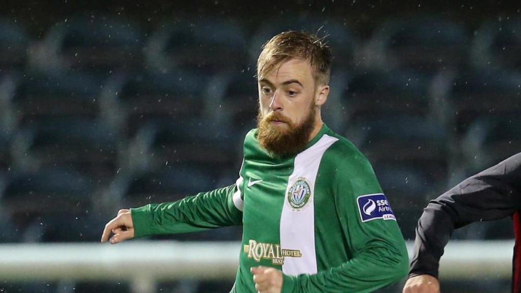Ryan McEvoy scored twice for Bray Wanderers in their 2-2 Premier League draw with Limerick FC at the Carlisle Grounds. Photograph: Ryan Byrne/Inpho