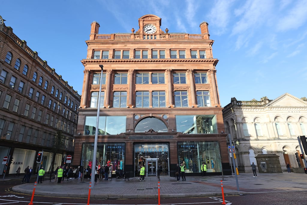 The Primark store in the historic five-storey Bank Buildings in Belfast city centre reopened last month after being restored in the wake of the 2018 fire. Photograph: Liam McBurney/PA
