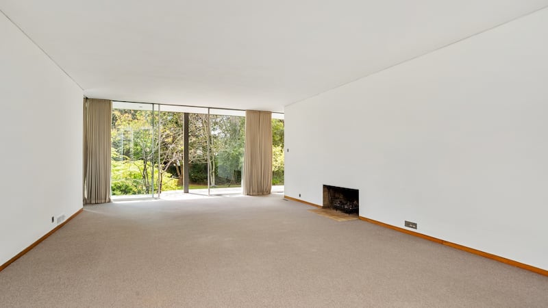 Living room with fireplace.