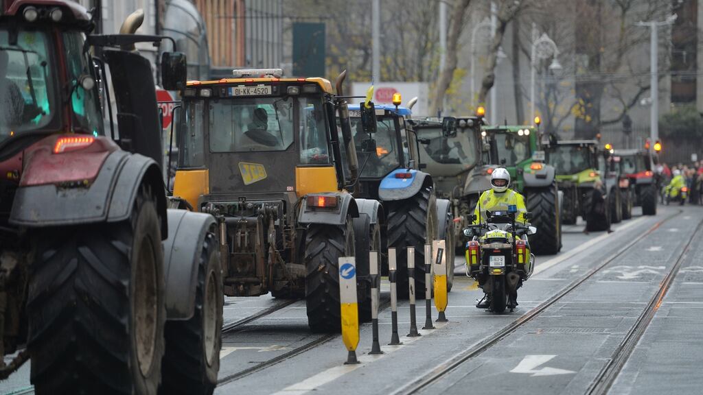 Tractor protest in Dublin city centre in November. Photograph: Alan Betson