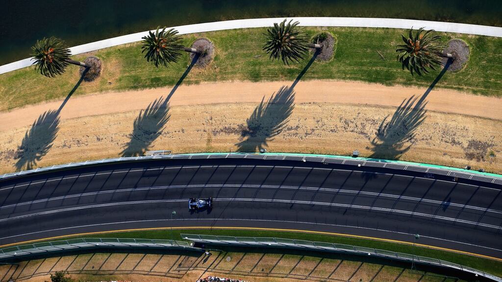 Lewis Hamilton driving his Mercedes during qualifying for the Grand Prix of Australia in Melbourne. Photograph: Mark Thompson/Getty Images