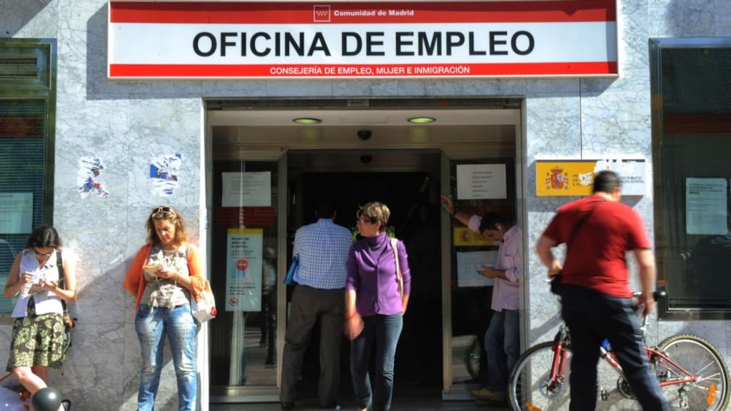 Jobseekers line up at an employment office in Madrid, Spain. Spanish unemployment increased to 23.7 per cent in the fourth quarter of 2014. Photo: Bloomberg