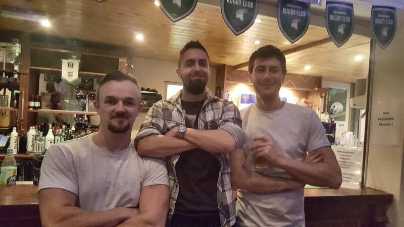 James and his friends in 2016. Photograph: James Bishop