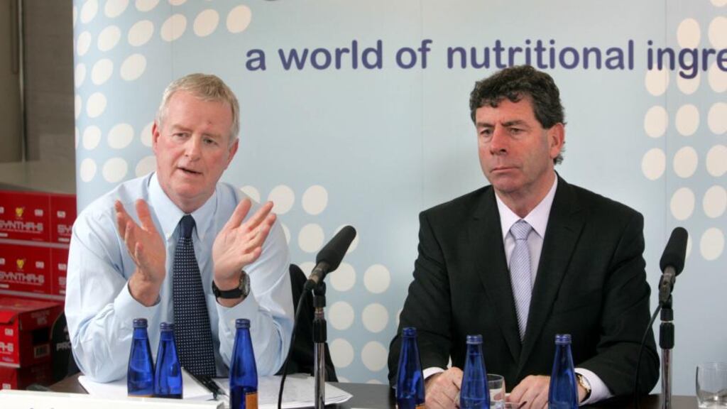 Glanbia group managing director John Moloney left, and chairman of Glanbia Ingredients Ireland Liam Herlihy. Photo: Matt Kavanagh/The Irish Times