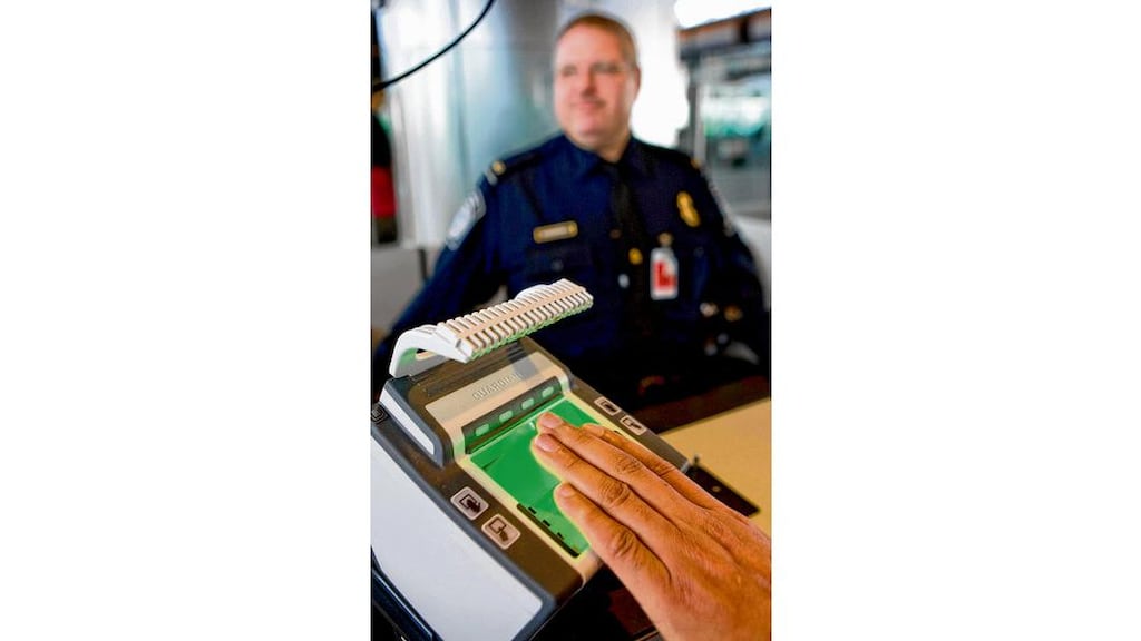 Secure: using a biometric scanner at George HW Bush Intercontinental Airport in Houston, Texas