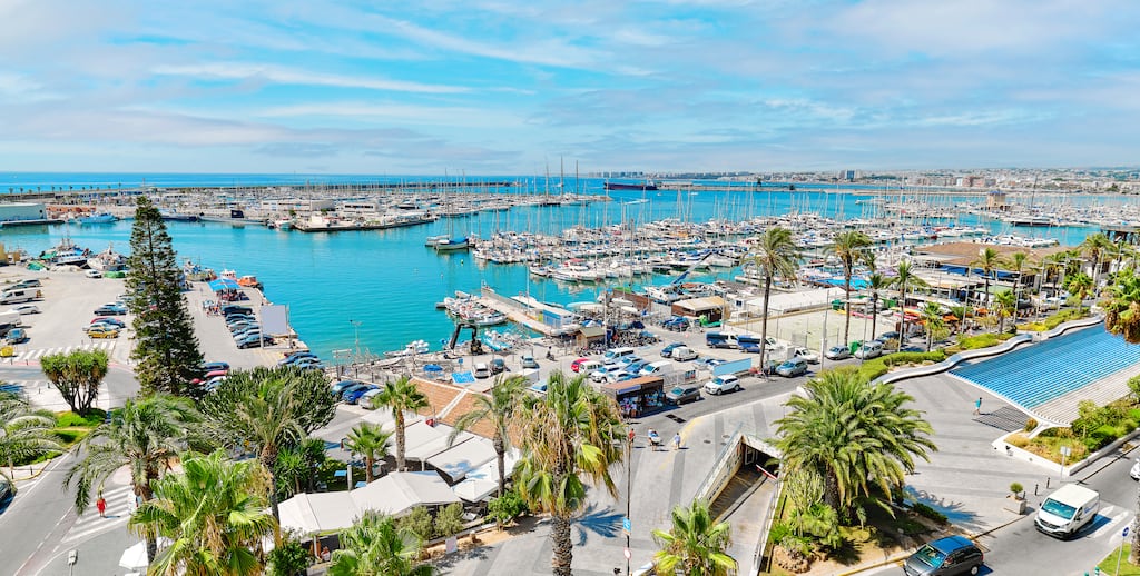 Panoramic photo Torrevieja puerto seaport view from above. Photograph: Getty Images