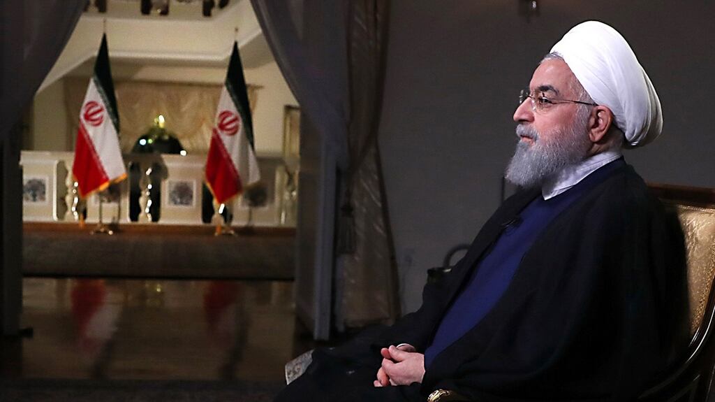 Iranian president Hassan Rouhani giving an interview to Iranian TV in Tehran. / AFP PHOTO / Iranian Presidency / - Photograph: Handout/AFP/Getty Images