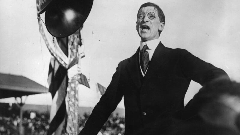 Eamon De Valera addressing a meeting in Los Angeles on his US tour as president of Dáil Éireann in December 1919. Photograph: Hulton Archive