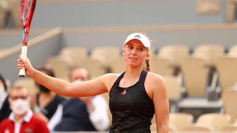 Elena Rybakina celebrates her victory over Serena Williams. Photograph: Julian Finney/Getty Images