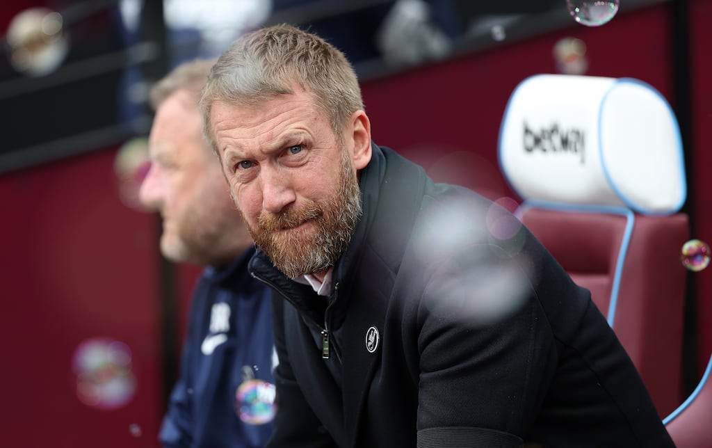 Chelsea coach Graham Potter rejected criticism of his reaction to a West Ham United penalty shout last weekend. File photograph: Getty Images