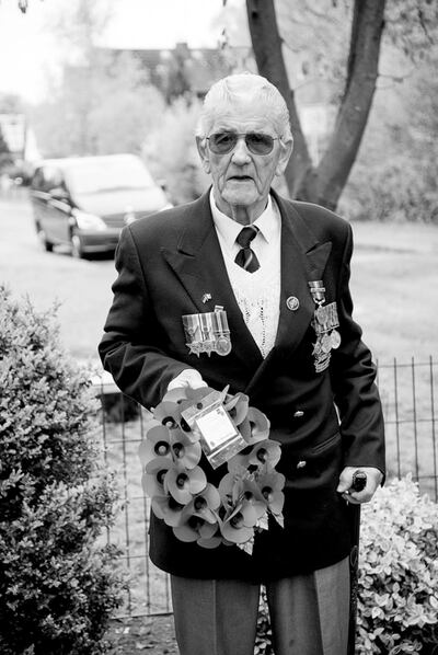 Harry Callan laying a wreath at Milag und Marlag Nord, Westertimke, in April 2015