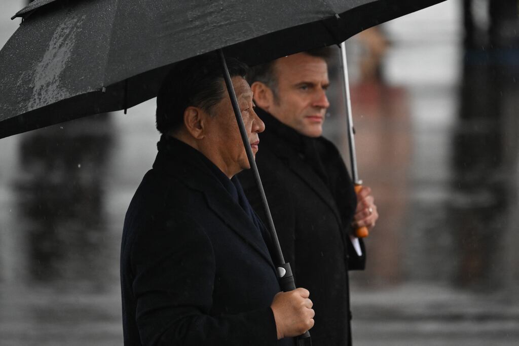 Chinese president Xi Jinping and French president Emmanuel Macron in France this week. Photograph: Ed Jones/AFP via Getty Images