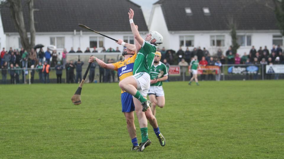 McNamara rises in a bid to grab the sliotar. Photograph: Tony Grehan/Press 22