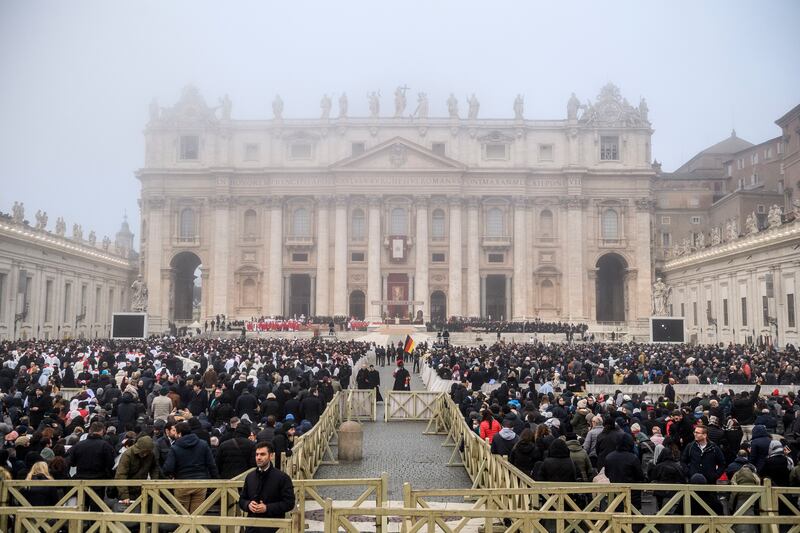 The start of Pope Emeritus Benedict XVI's funeral Mass at St Peter's square on January 5th, 2023 in Vatican City. Photograph: Antonio Masiello/Getty Images