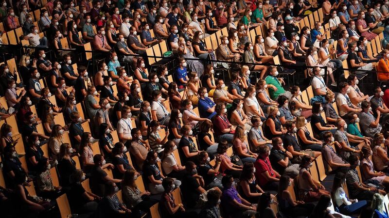 Participants watch singer Tim Bendzko perform in Leipzig, Germany. Photograph: Sean Gallup/Getty Images