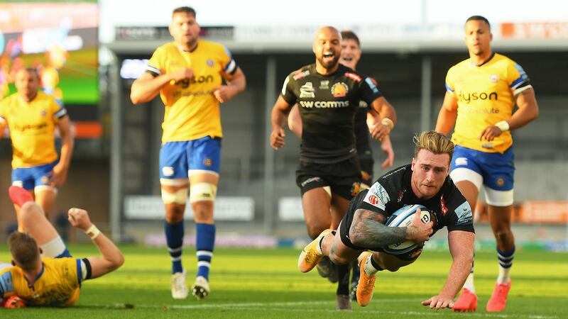 Stuart Hogg was a rare big-name signing for Exeter. Photograph: Harry Trump/Getty
