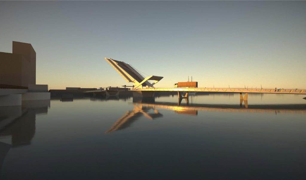 A view of a proposed new bridge across the Liffey that would link up terminals on both sides of the river at Dublin Port.