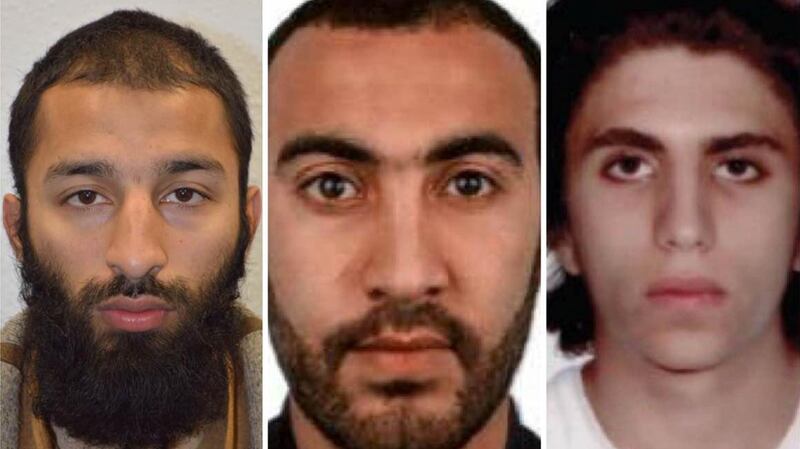 Khuram Shazad Butt, Rachid Redouane and Youssef Zaghba carried out the terrorist attack in London in which seven people died. Photograph: Metropolitan Police/Reuters