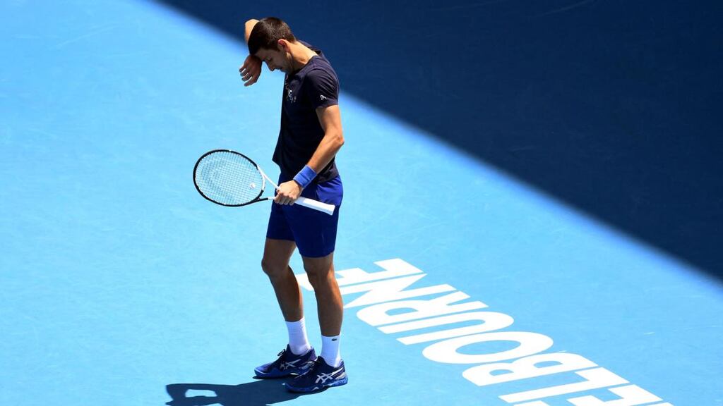 Novak Djokovic’s defence of his Australian Open title remains in doubt as Australian immigration officials continue to deliberate over his right to stay in the country. Photograph: Getty Images
